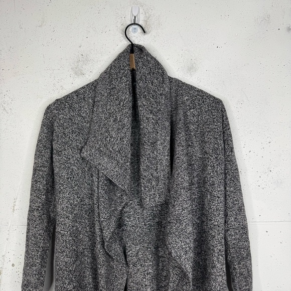 Theory Waterfall Drape Front Open Front Marled Cardigan Sweater Petite - Picture 11 of 11